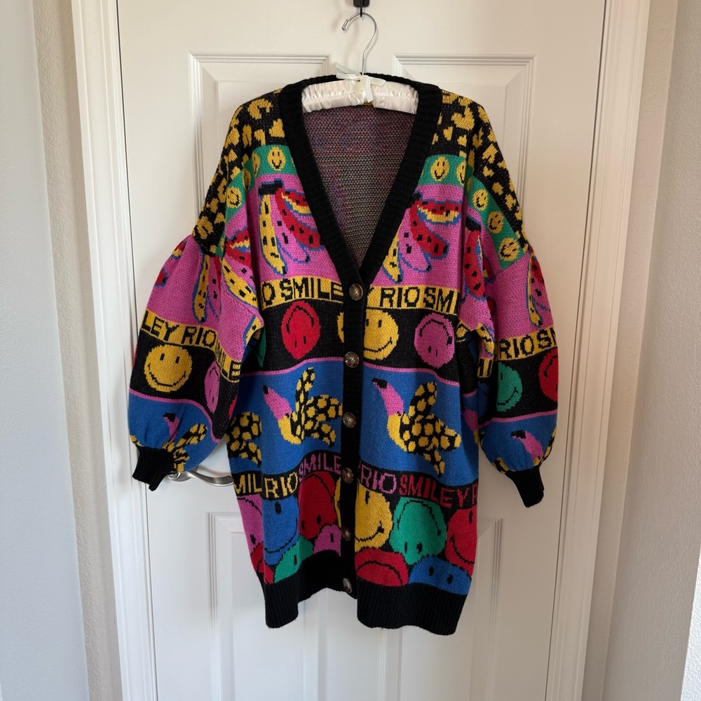 Farm Rio Smiley Graphic Elements Ainika Cardigan, XS - Picture 3 of 9